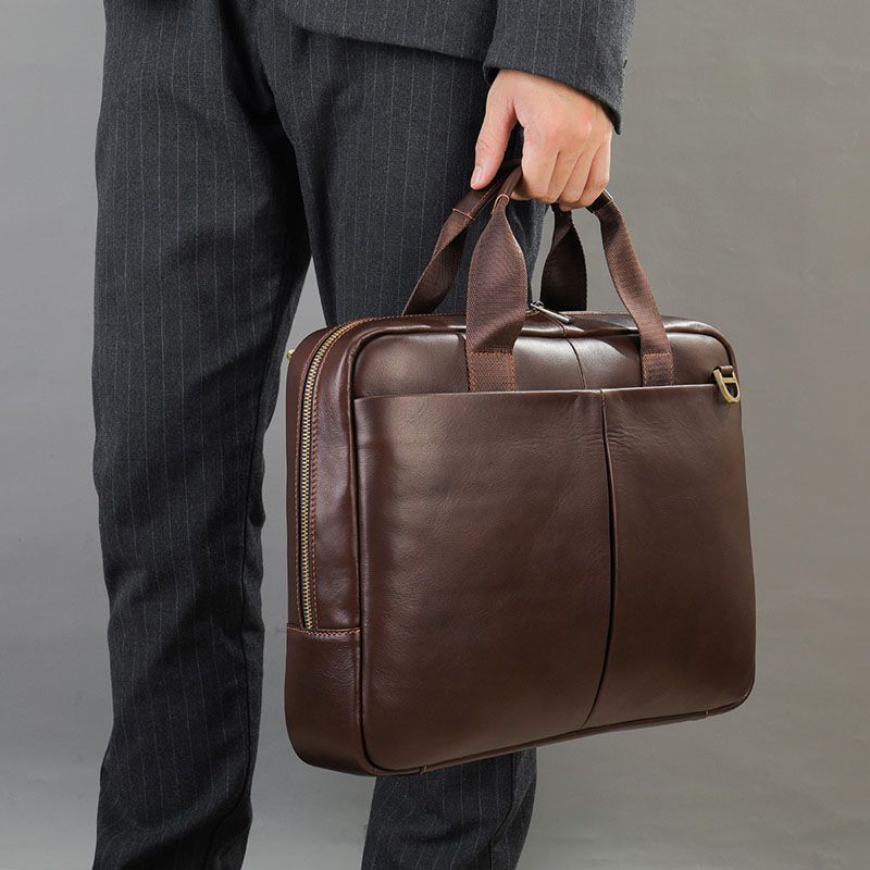 Ash - Leather Briefcase - Coffee