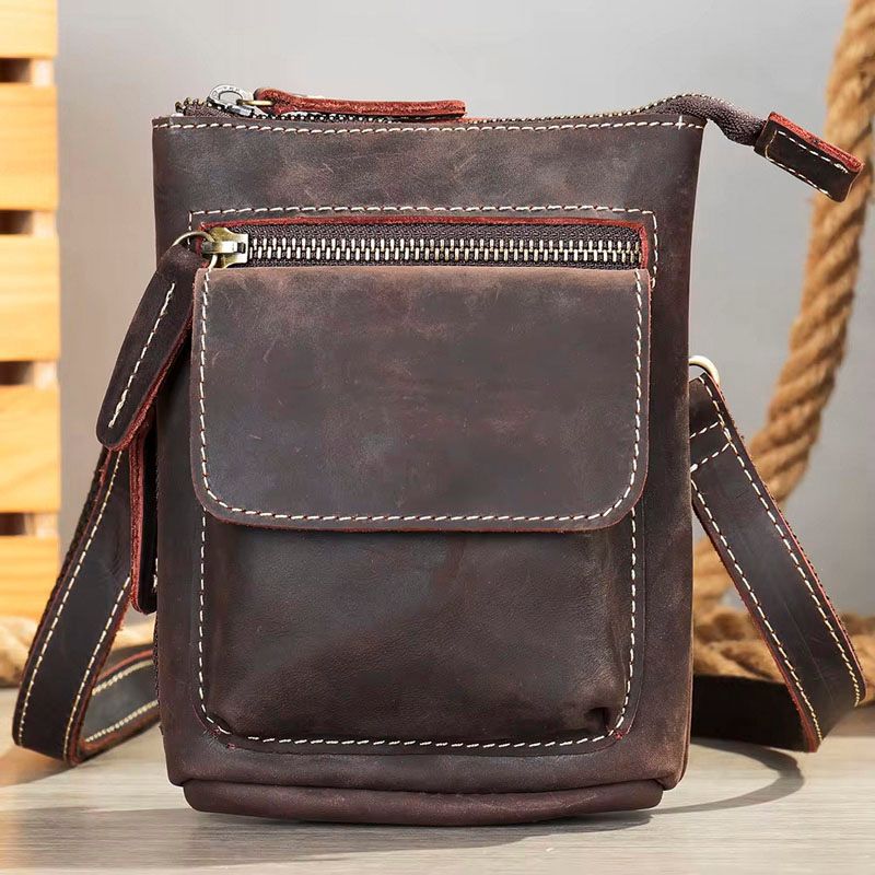 Poplar - Crazyhorse Leather Pouch - Dark Coffee