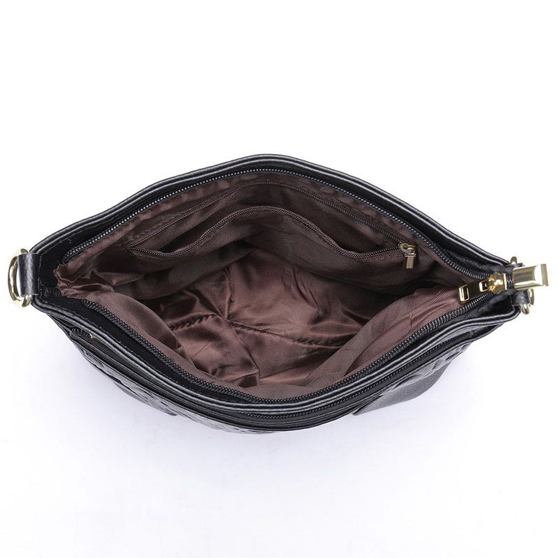 Lily Embossed - Leather Handbag - Wine Red