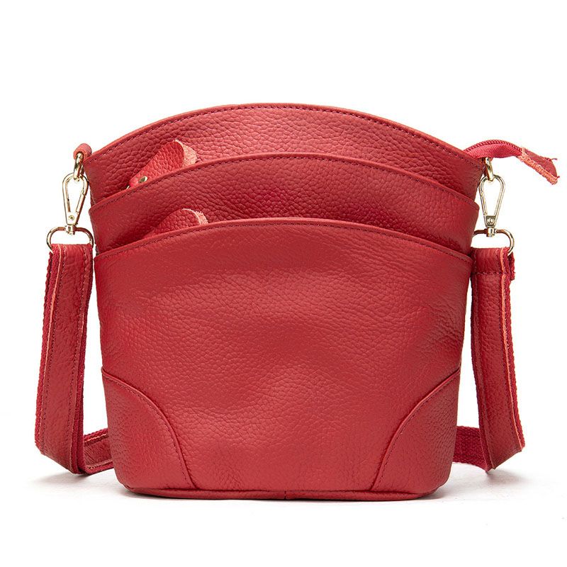 Lily - Leather Handbag - Red