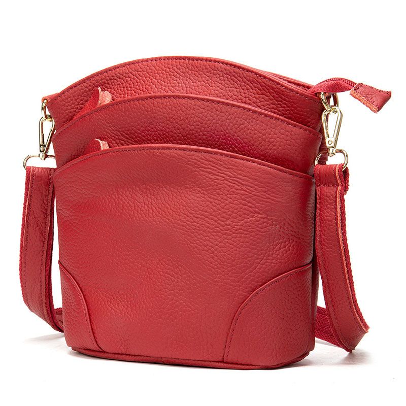 Lily - Leather Handbag - Red