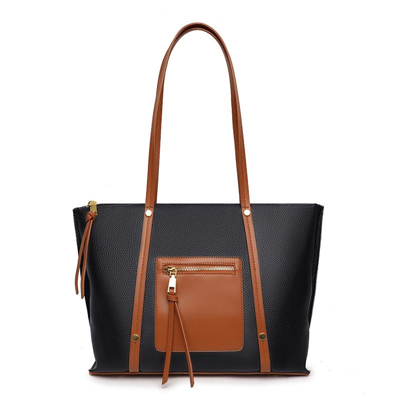 Lilac - Leather Handbag - Black
