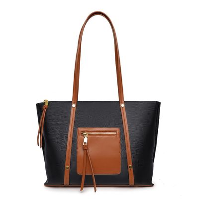 Lilac - Leather Handbag - Black