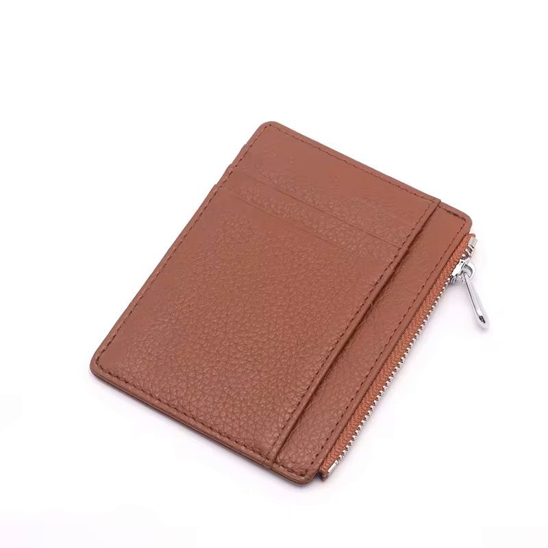 Balsa - Leather Card Holder w Zip, Colour: Red-Brown