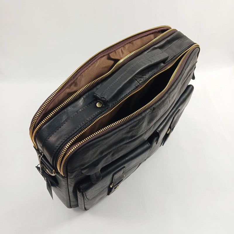 Elm - Leather Briefcase - Black