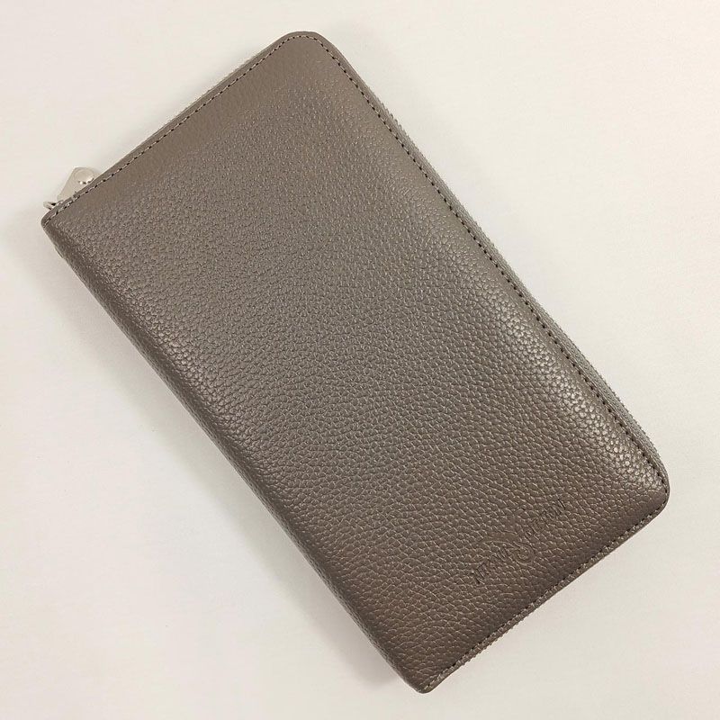 Cherry Blossom - Leather Ziparound Wallet - Grey