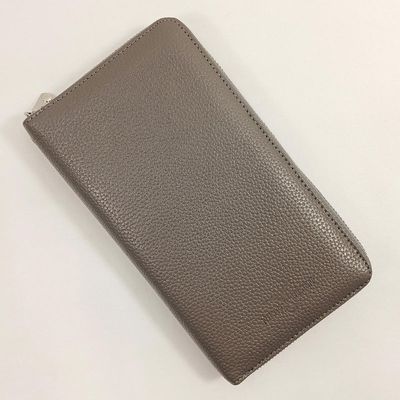Cherry Blossom - Leather Ziparound Wallet - Grey