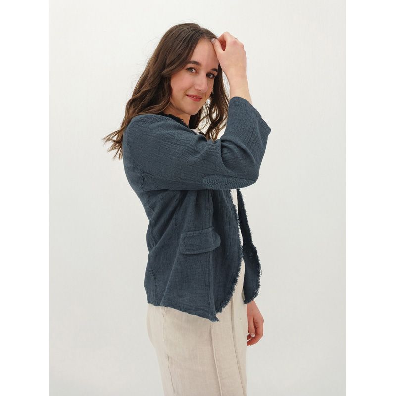 Maya Raw Edge Jacket, Size: S/M, Colour: Dark Slate