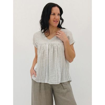 Lolita Gathered Blouse - Stripe