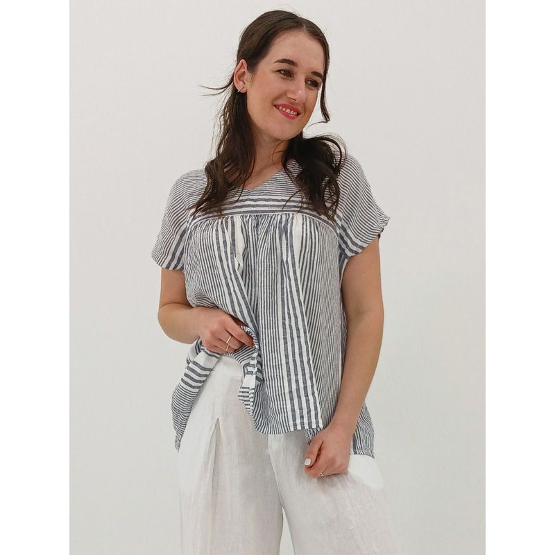 Lolita Gathered Blouse - Stripe