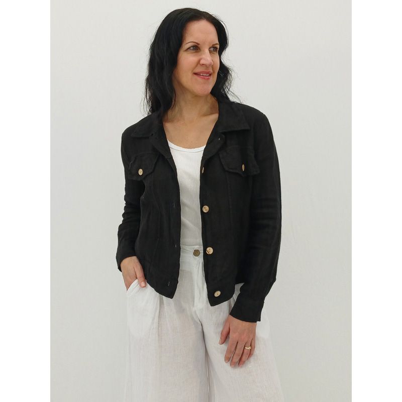 The Everyday Linen Jacket, Colour: Black