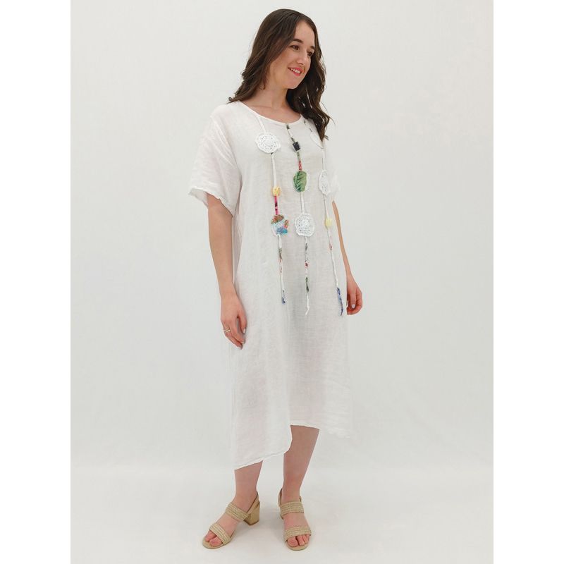 Lilibeth Applique Shift Dress, Colour: White
