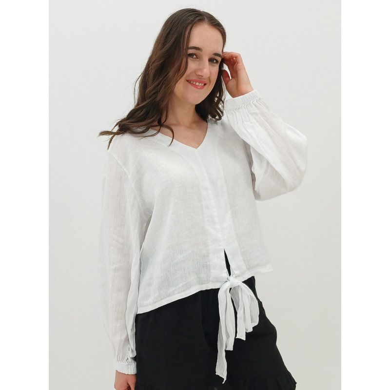 Alina Tie-front Blouse LS