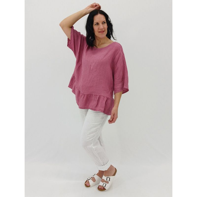 Silvana Ruffle Hem Blouse, Size: S/M, Colour: Thulian Pink