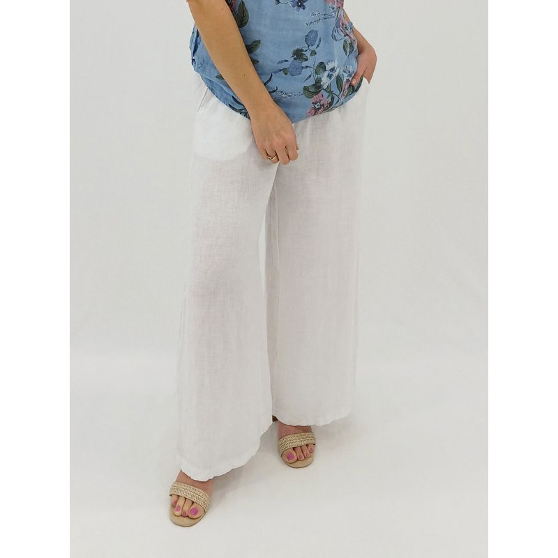 Simona Linen Palazzo Pant, Colour: White