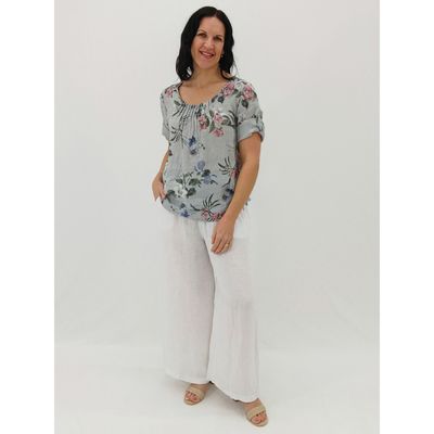 Rolled Sleeve Top Wildflower