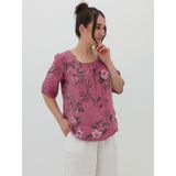 Rolled Sleeve Top Wildflower, Colour: Thulian Pink, Size: S/M