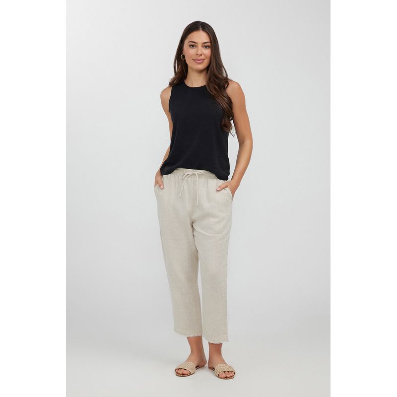 Lido 3/4 Linen Pant - Natural