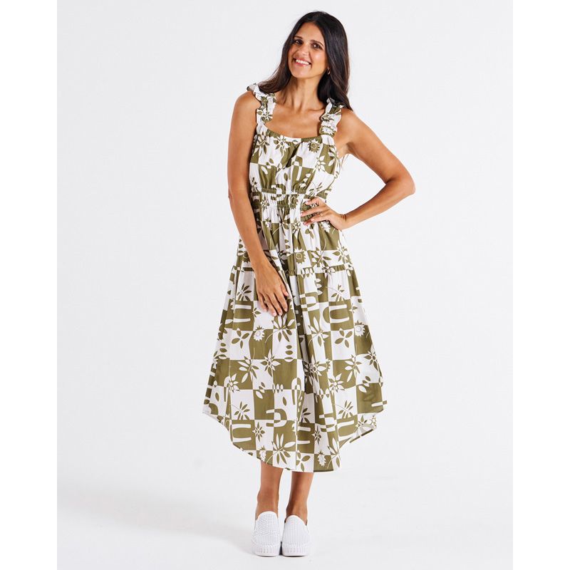 Tiered Maxi Frill Dress - Geo Floral