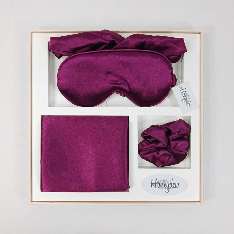 Honeydew Satin Boxed Sleep Set - Deep Purple