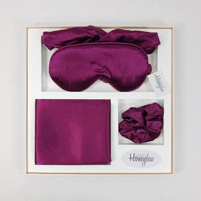 Honeydew Satin Boxed Sleep Set - Deep Purple