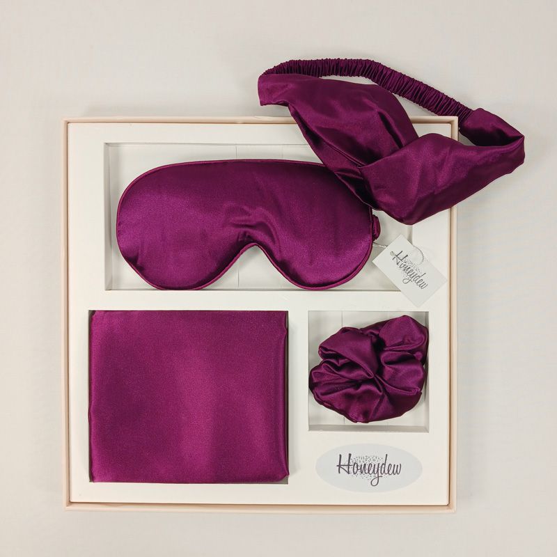 Honeydew Satin Boxed Sleep Set - Deep Purple