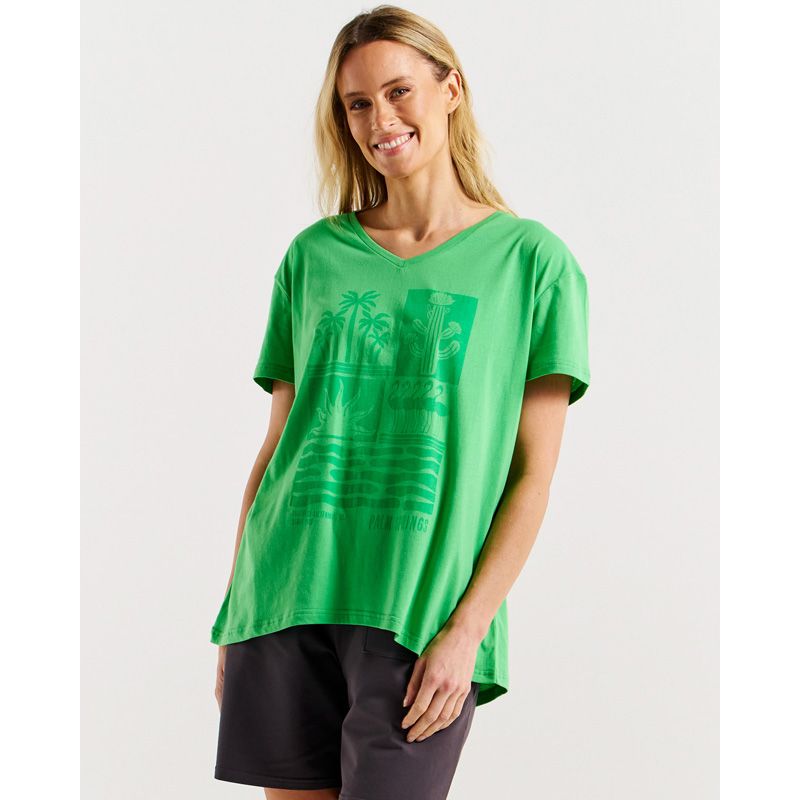 Teagan V-Neck Tee - Surf Beach