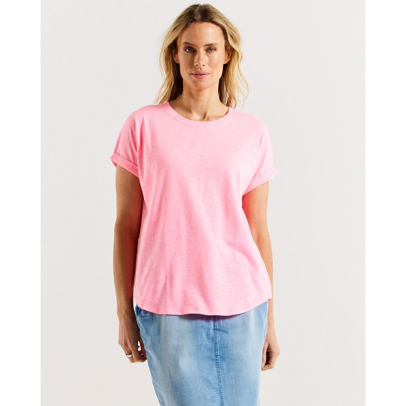 Hailey Short Sleeve Tee - Bright Pink