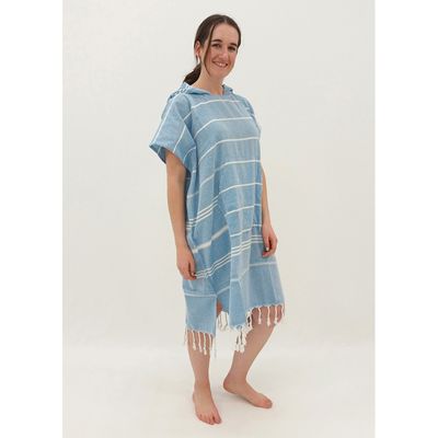 Hooded Cotton Towel - Adult - Blue