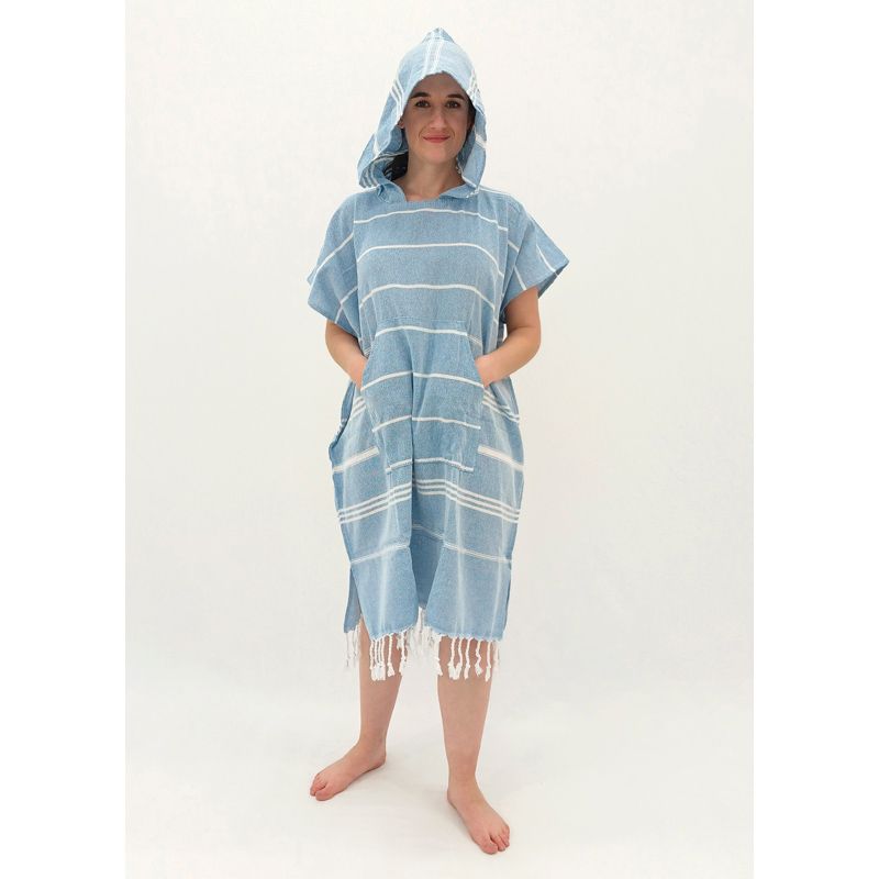 Hooded Cotton Towel - Adult - Blue