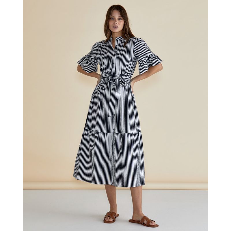 Jamilla Dress - Navy Stripe