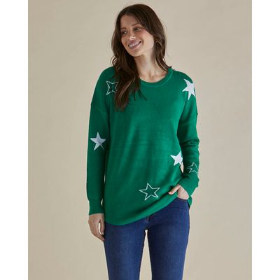Sophie Knit Jumper - Green Stars