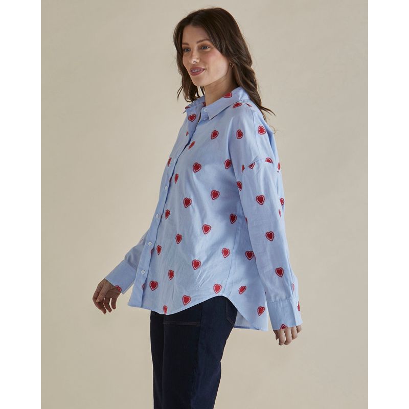 Sage Shirt - Blue Heart Stripe