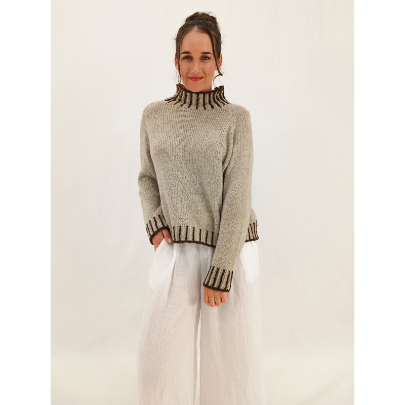 Diana Contrast Stitch Sweater, Colour: Natural, Size: OS
