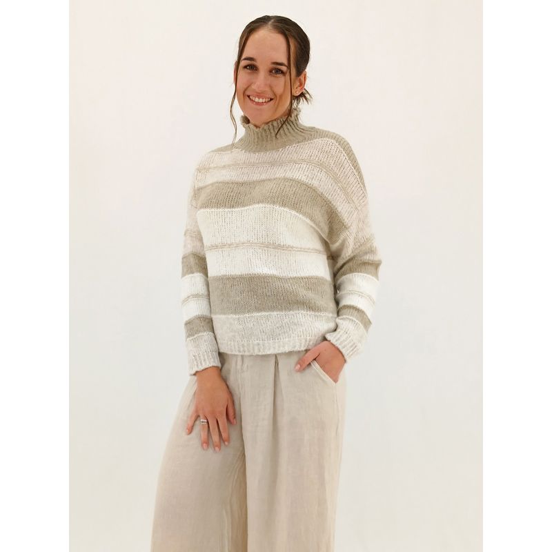 Dalila Stripe Sweater, Size: OS, Colour: Natural