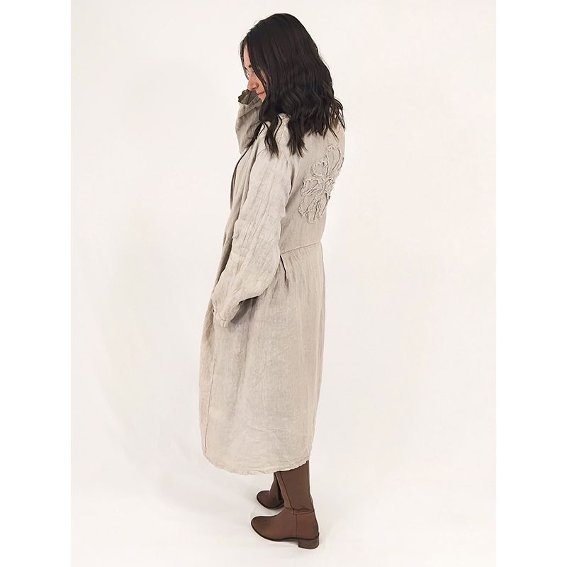 Lorenza Applique Linen Coat, Colour: Natural