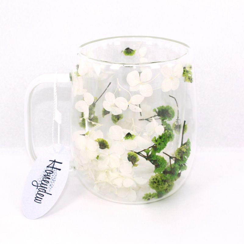 Double Wall Floral Confetti Mug SQ, Colour: Green
