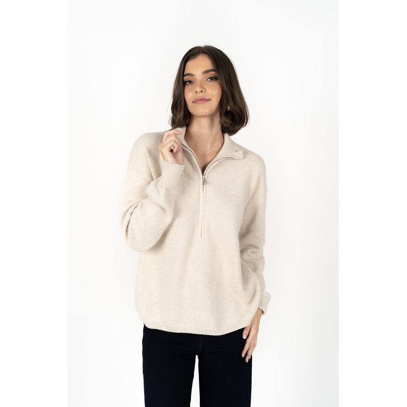 Knox Zip Sweater - Almond