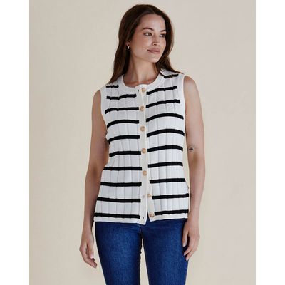 Nicollete Knit Vest - Black Stripe