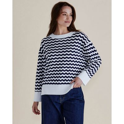 Ember Knit Jumper - Navy Wave Stripe