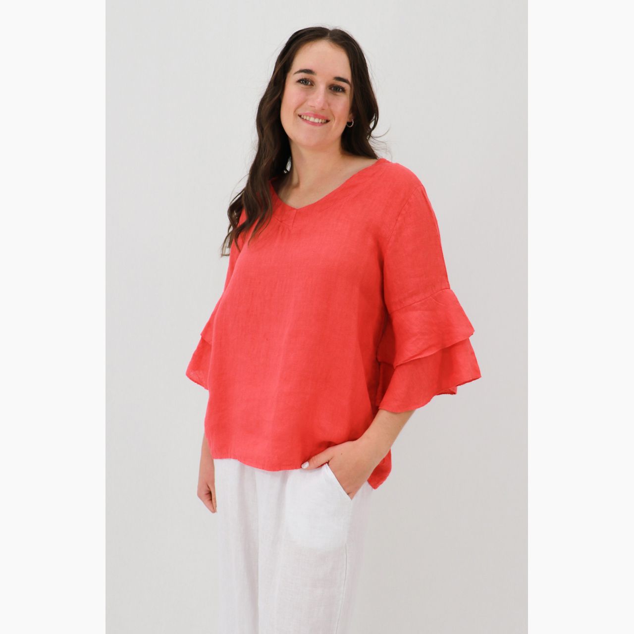 Dina Bell Sleeve Blouse, Size: S/M, Colour: Hibiscus