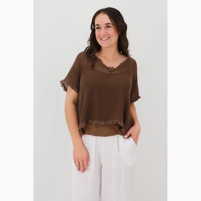 Sophia 2pc Cotton Mesh Tee