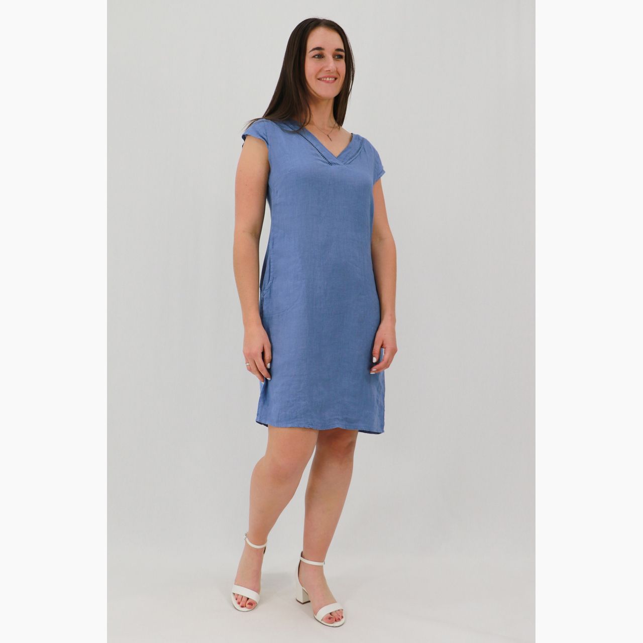 V-Neck Midi Dress, Size: S/M, Colour: Bluebell