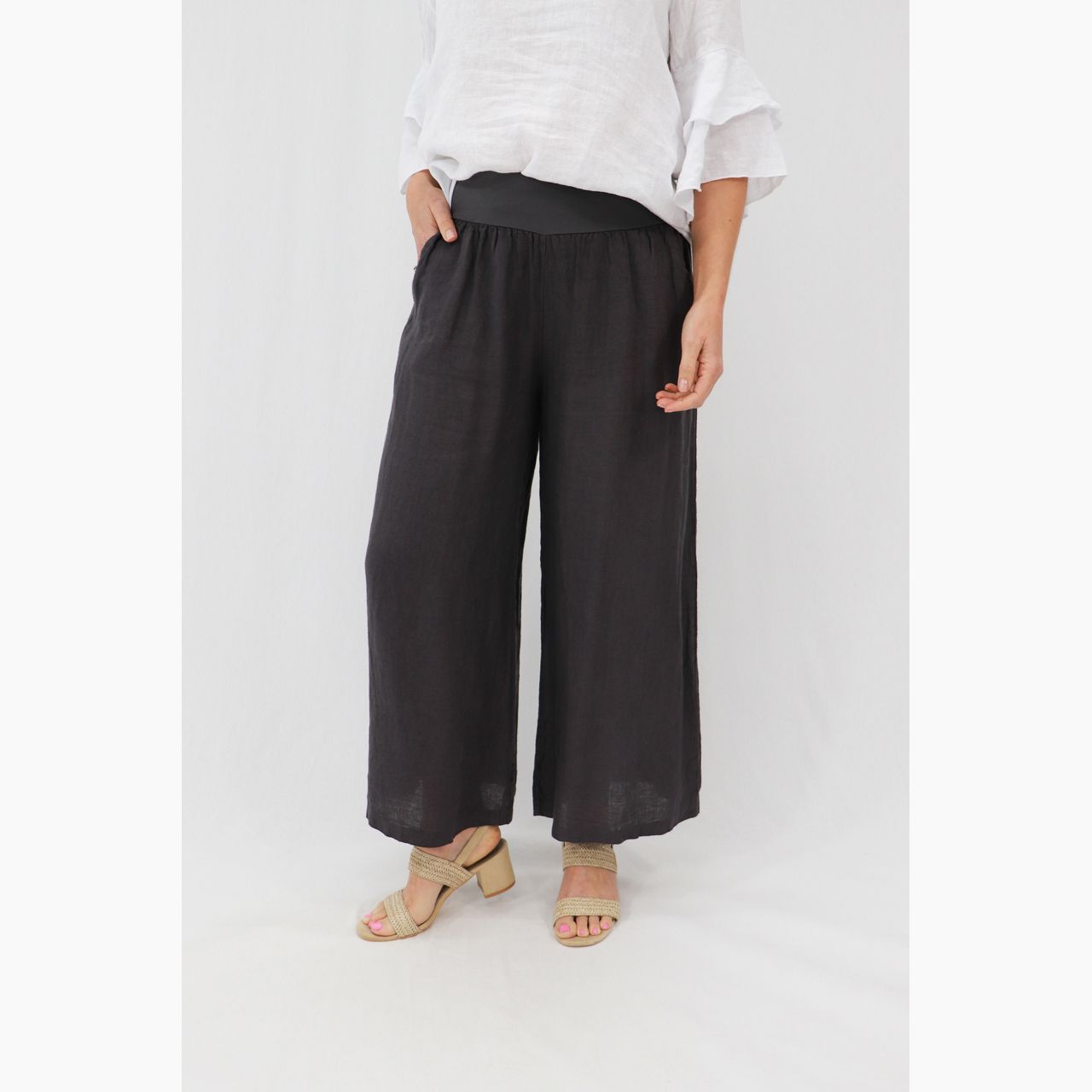 Zita Palazzo Pants, Size: S/M, Colour: Pebble