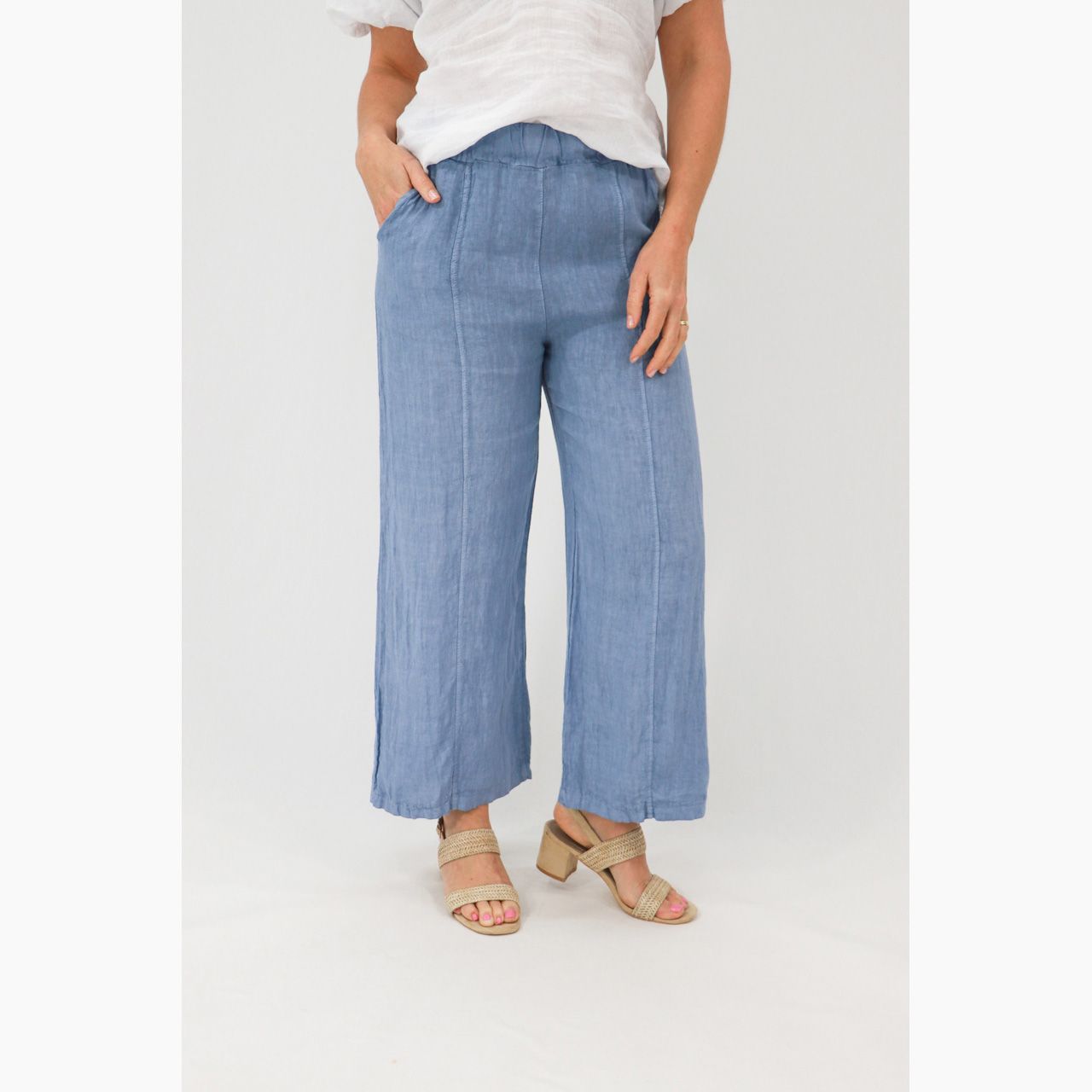 Lina Straight Leg Trousers, Size: S/M, Colour: Blue Wash