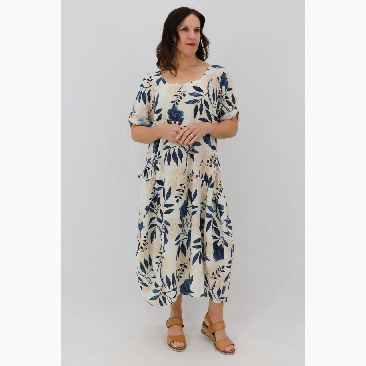 Susanna Sq Neck - Shadow Blossom, Size: S/M, Colour: Navy