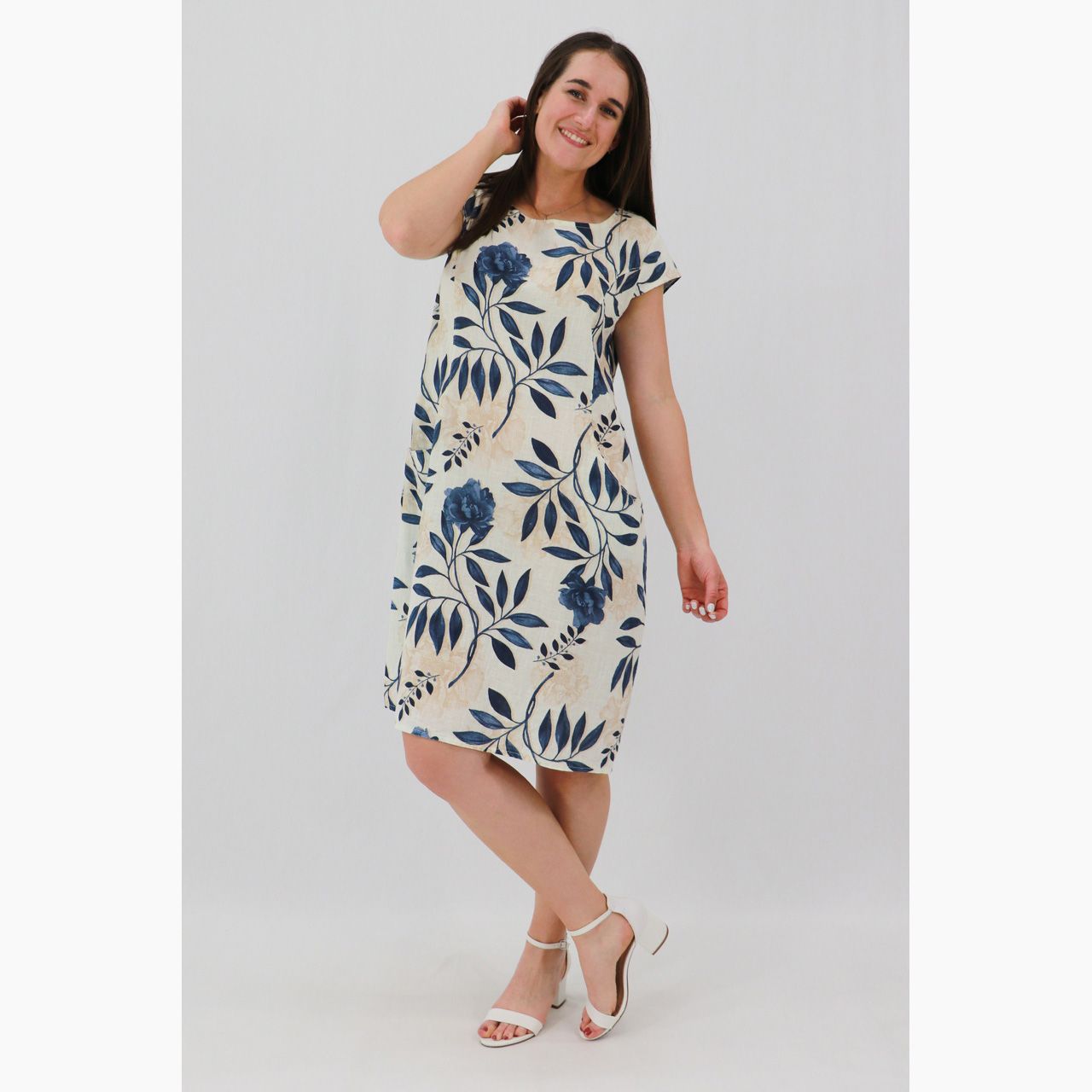 Shadow Blossom Midi Dress, Size: S/M, Colour: Navy