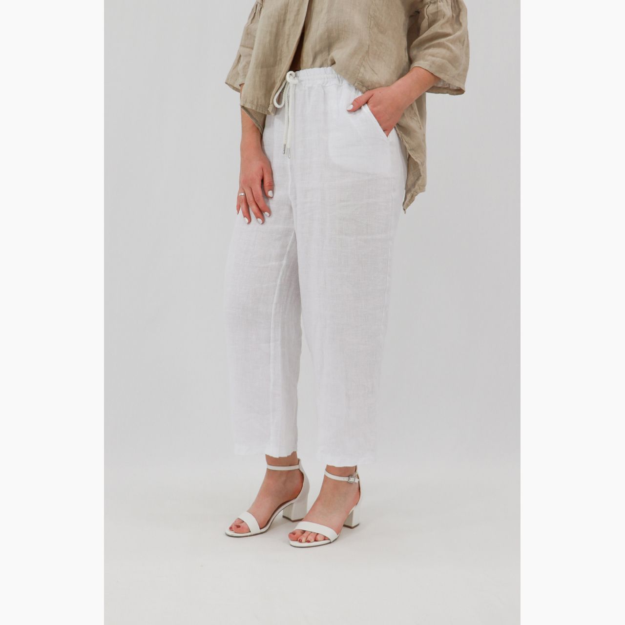 Vanessa Draw String Trousers, Size: S/M, Colour: White