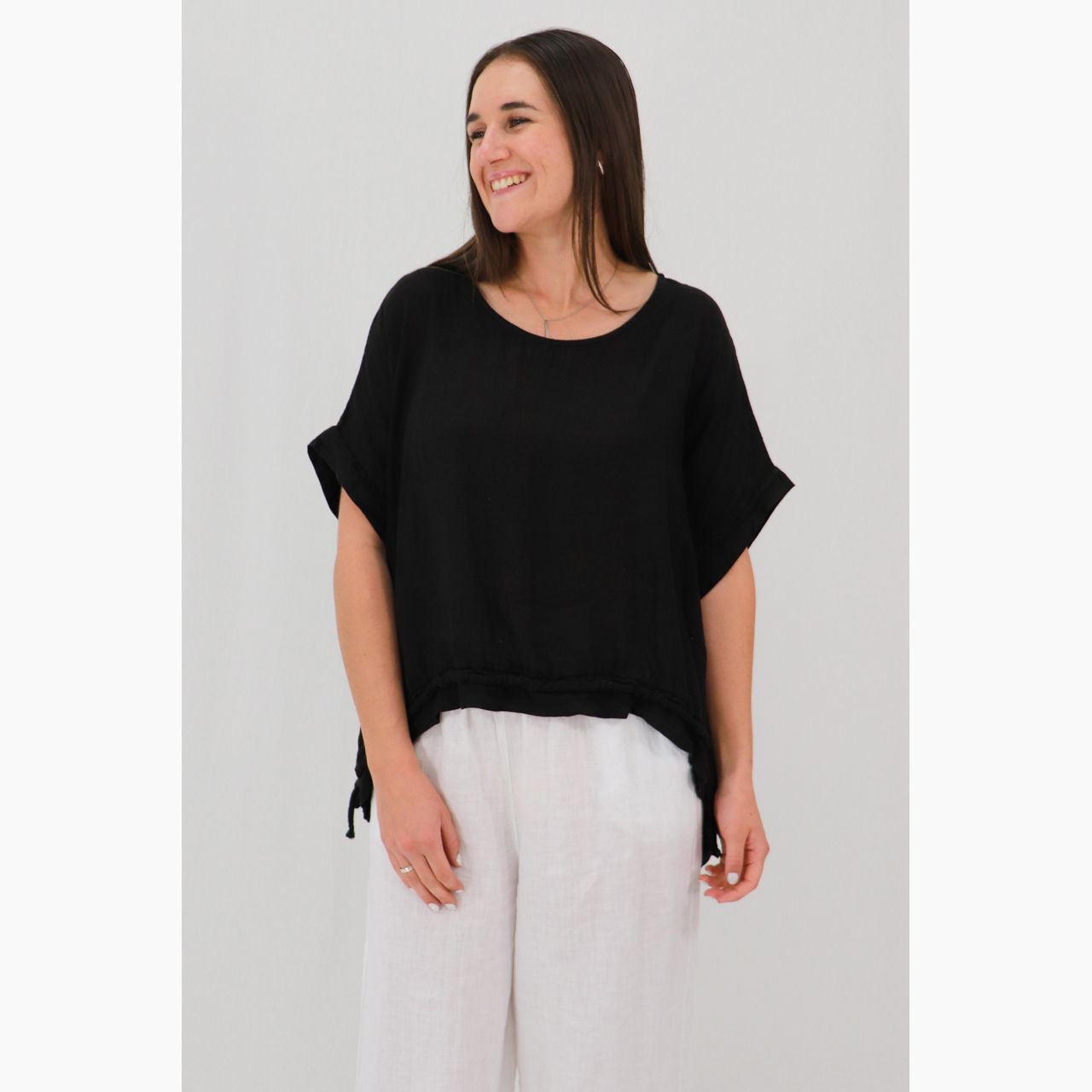 Lilla Scrunch Hem Blouse, Colour: Black