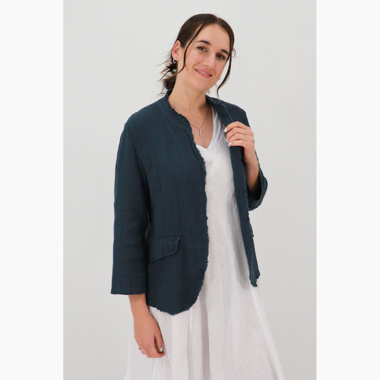 Maya Raw Edge Jacket, Size: S/M, Colour: Dark Slate